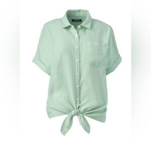 Lands' End Linen Tie-Front Button Down Shirt